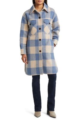 bcbg Plaid Oversize Pocket Shacket in Baby Blue Buffalo Plaid