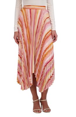 bcbg Pleated Handkerchief Hem Midi Skirt in Multi