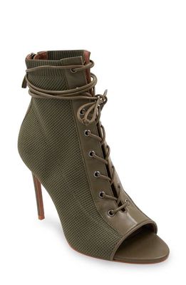 bcbg Sirena Peep Toe Bootie in Olive
