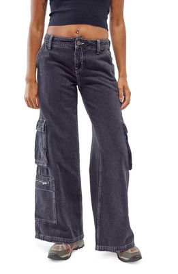 BDG Urban Outfitters Low Rise Puddle Cargo Jeans in Black