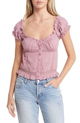 BDG Urban Outfitters Ruffle & Lace Trim Top in Washed Pink