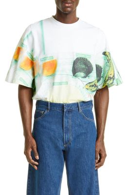 Bianca Saunders Hard Food Step 1 Graphic T-Shirt in Light Blue/Green/Yellow