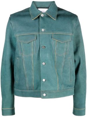 Bianca Saunders Larda striped leather jacket - Blue