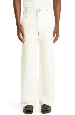 Bianca Saunders Marble Raw Waist Pants in Ivory
