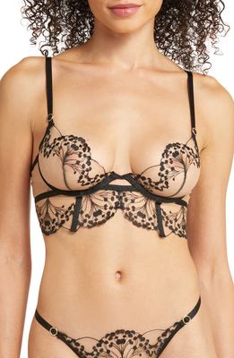 Bluebella Marisa Longline Underwire Bra in Black/sheer