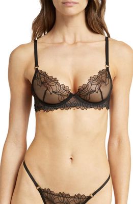 Bluebella Monet Embroidered Mesh Underwire Demi Bra in Black