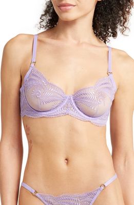 Bluebella Rafaela Embroidered Mesh Underwire Bra in Purple Rose