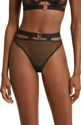 Bluebella Trinity Cutout High Waist Mesh Thong in Black