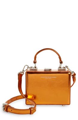 Brandon Blackwood Mini Kendrick Metallic Leather Trunk Crossbody Bag in Crushed Orange Metallic