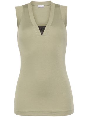 Brunello Cucinelli fine-ribbed sleeveless top - Green
