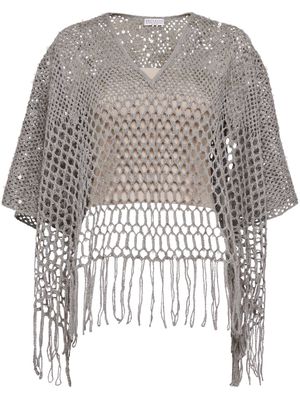 Brunello Cucinelli Monili-chain open-knit cardigan - Grey
