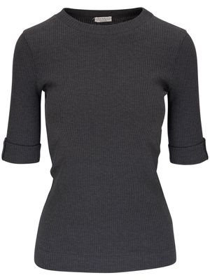 Brunello Cucinelli ribbed-knit cotton top - Black