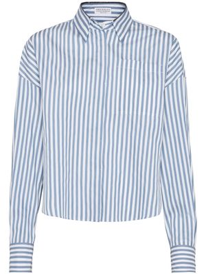 Brunello Cucinelli striped cotton-silk shirt - Blue