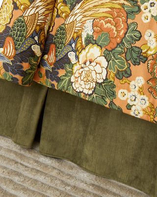 Bryson Queen Velvet Box Pleat Bed Skirt
