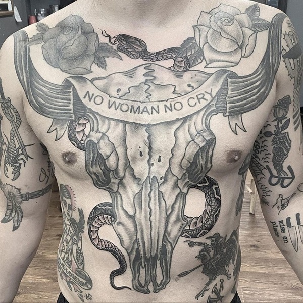 30 Best Bull Skull Tattoo Ideas 29 30 Best Bull Skull Tattoo Ideas