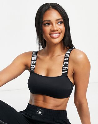 Calvin Klein logo crop bikini top in black