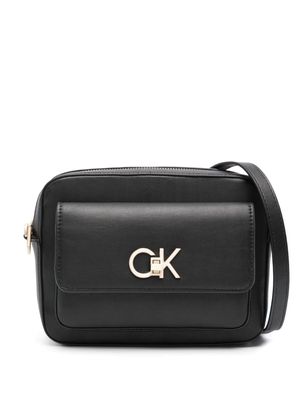 Calvin Klein logo-plaque faux leather crossbody bag - Black