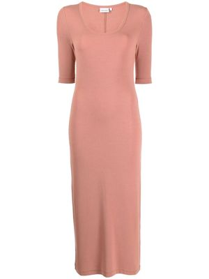 Calvin Klein ribbed-knit stretch-modal dress - Pink