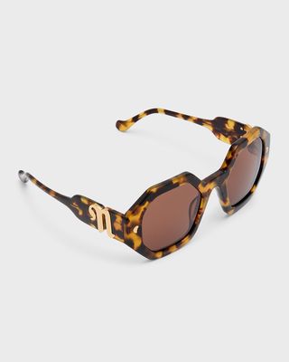Carlen Geometric Round Acetate Sunglasses