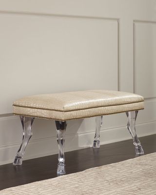 Centaur Croc-Embossed Leather Bench