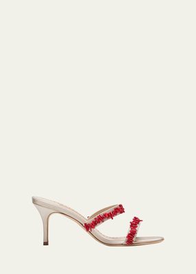 Clorettenu Beaded Silk Slide Sandals