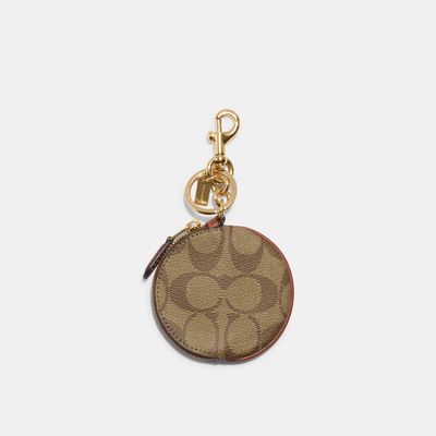 Coach Outlet Circular Coin Pouch In Signature Canvas - Beige