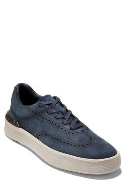 Cole Haan GrandPro Crew Wing Tip Sneaker in Navy Blazer Nubuck/Silv