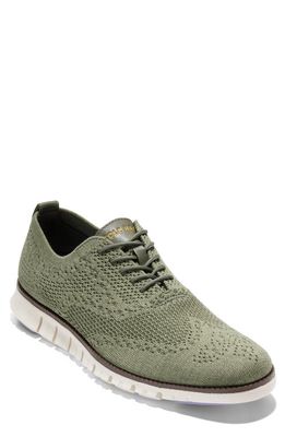 Cole Haan Zerogrand Stitchlite Wingtip Knit Lace-Up Shoe in Tea Leaf/Egret