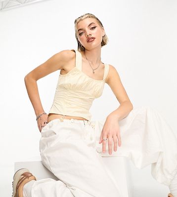 COLLUSION ruched bust summer top in light yellow