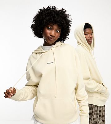 COLLUSION Unisex logo hoodie in stone-Neutral