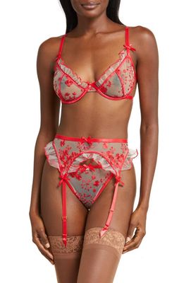 Coquette Embroidered Garter Belt & G-String Set