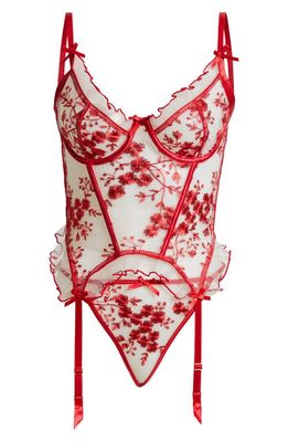 Coquette Embroidered Mesh Underwire Bustier