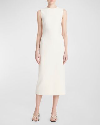 Crewneck Sleeveless Midi Sheath Dress