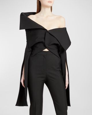 Cropped Asymmetric Blazer Jacket