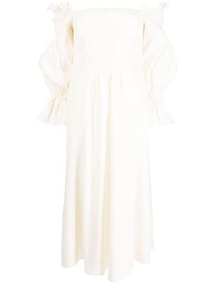 Cult Gaia cold-shoulder ruffle-sleeve dress - Neutrals