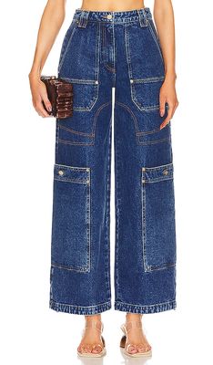 Cult Gaia Wynn Wide Leg Cargo in Blue