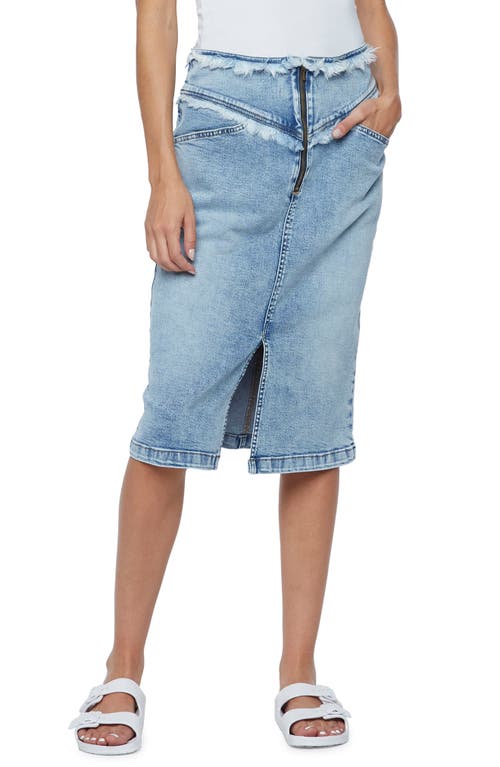 Wash Lab Denim Sunshine Denim Midi Skirt in Star Blue