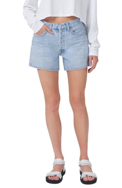 AGOLDE Parker Long Relaxed Organic Cotton Denim Shorts in Twister (Lt Vint Indigo)