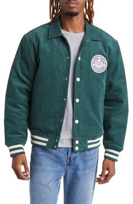 DARK SEAS Corduroy Varsity Jacket in Green