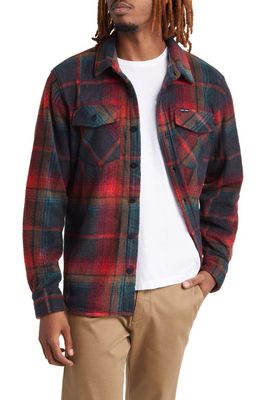 DARK SEAS Plaid Fleece Button-Up Shirt in Dark Navy