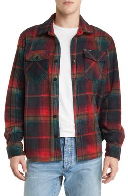 DARK SEAS Plaid Fleece Button-Up Shirt in Red