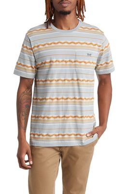 DARK SEAS Rosswood Jacquard Stripe Cotton Pocket T-Shirt in Iron