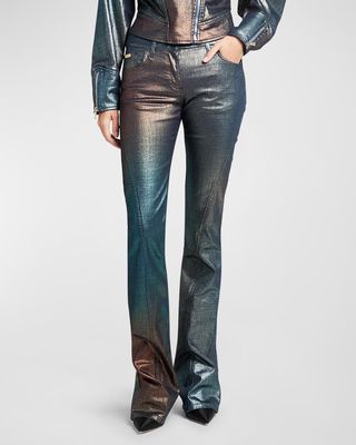 Denim Effect Bootcut Trousers