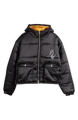 DIET STARTS MONDAY Hooded Puffer Jacket in Black