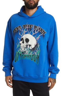 DIET STARTS MONDAY Men's Feel the Burn Cotton Hoodie in Blue