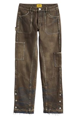 DIET STARTS MONDAY Raw Hem Carpenter Jeans in Brown