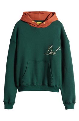 DIET STARTS MONDAY Script Colorblock Cotton Hoodie in Green