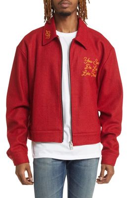 DIET STARTS MONDAY Trouble Embroidered Wool Blend Jacket