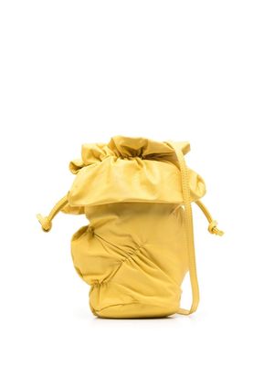 Discord Yohji Yamamoto leather gathered-detail bucket bag - Yellow