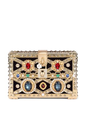 Dolce & Gabbana Dolce Box bejewelled top-handle bag - Gold